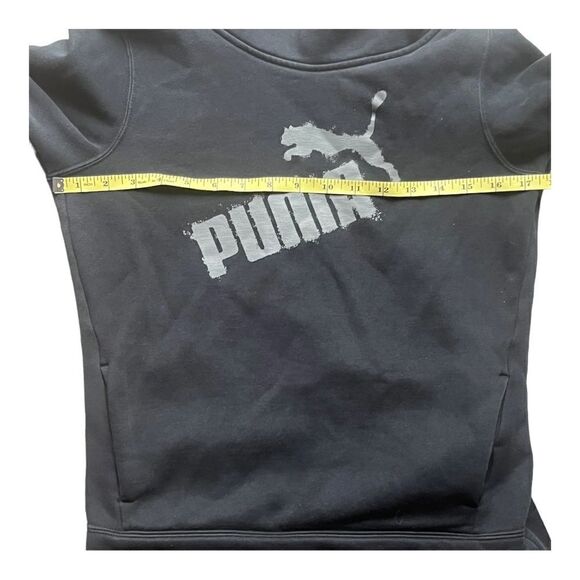 Puma branded sweatshirt drawstring cowl neck with kangaroo pocket black Size XS - Picture 13 of 15